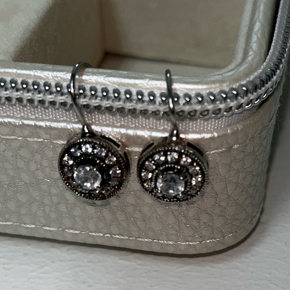 Elegant Sterling Silver Rhinestone Dangle Earrings
